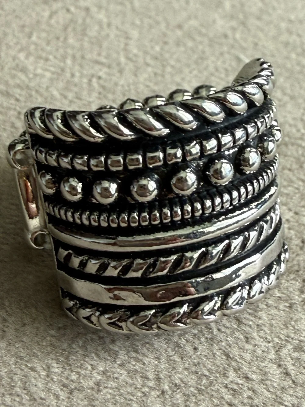 Sterling-Style Multi-Row Silver Band Ring - Silver